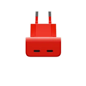 Twelve South PlugBug 50 W USB-C-laddare i rött med dubbla stift och två USB-C-portar