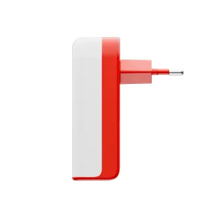 Twelve South PlugBug 50W USB-C-laddare, kompakt röd och vit väggladdare med vikbar kontakt
