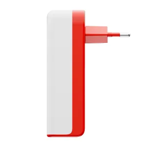 Twelve South PlugBug 120 W USB-C-laddare med röd accent och vikbar väggkontakt, visad mot vit bakgrund