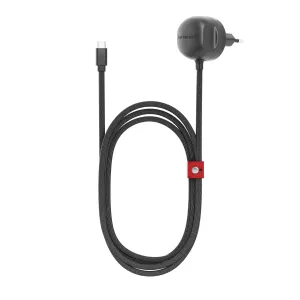 Twelve South PowerCord 3 m svart flätad USB-C-laddningskabel med EU-väggkontakt