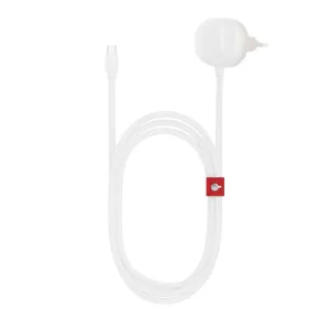 Twelve South PowerCord USB-C-laddare med 3 m flätad kabel i vitt utförande, visas med integrerad väggkontakt