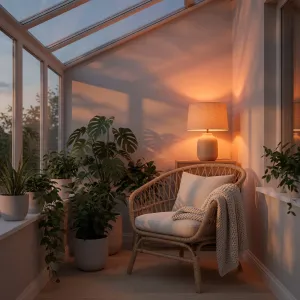 Lite Bulb Moments smarta E14 LED-lampa som skapar varm, dimbar stämningsbelysning i en bordslampa med skärm