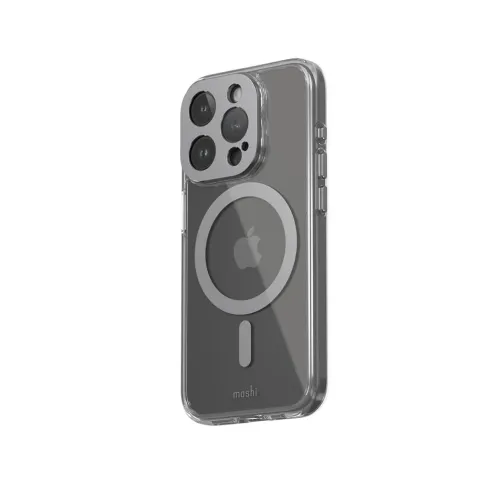 Moshi iGlaze transparent skal för iPhone 15 Pro med ring i MagSafe-stil och upphöjt kameraskydd