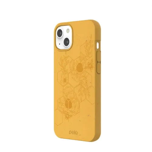 Pela Classic Hive Edition Honey mobilskal till iPhone 13 med blommigt honungskakemönster