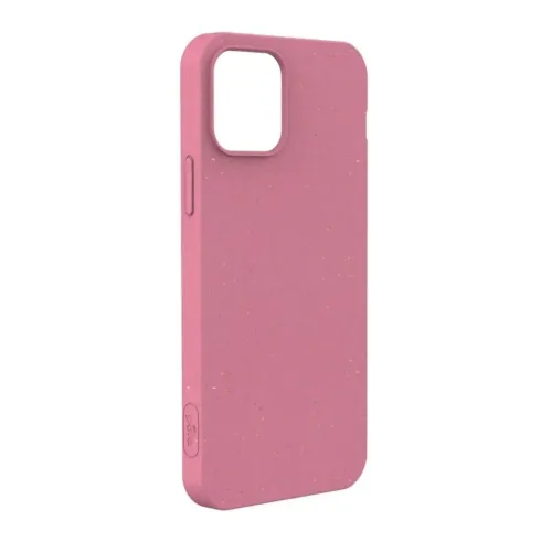 Pela slimmat rosa komposterbart skal för iPhone 12/12 Pro med kamerautskärning och präglad logotyp
