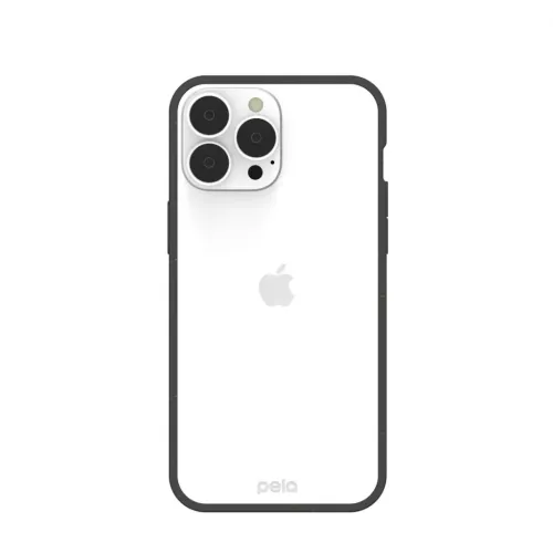 Pela genomskinligt skal för iPhone 13 Pro Max med svart skyddsram och transparent baksida