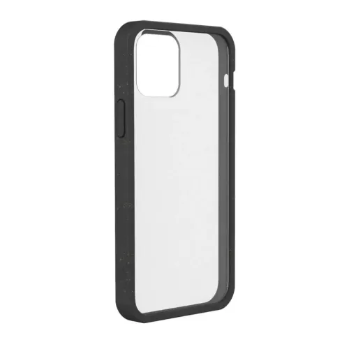 Pela tunt iPhone 12/12 Pro-skal i svart med transparent baksida, upphöjda kanter och kamerautskärning
