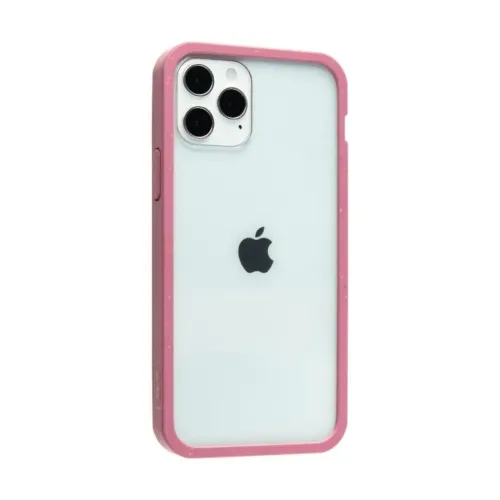 Pela Clear-skal för iPhone 12/12 Pro, transparent miljövänligt mobilskal med rosa kanter