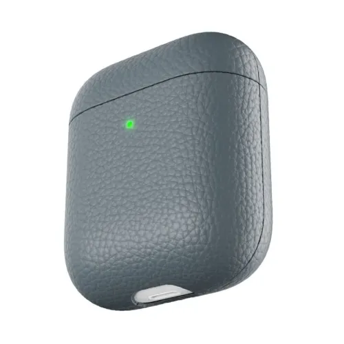 KeyBudz PodSkinz Artisan Series läderfodral för AirPods 3 i skiffergrått, med narvad yta och sydda sömmar