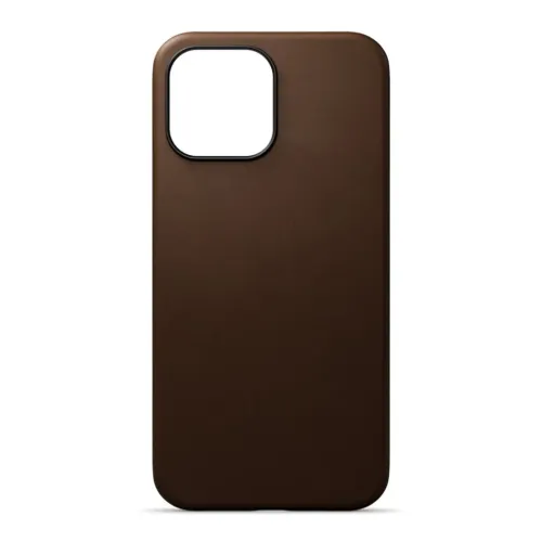Journey brunt läderfodral för iPhone 13 Pro Max med stor kamerautskärning och slimmad, rundad design