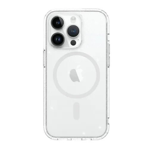 Just Mobile TENC MagSafe-skal för iPhone 14 Pro, transparent baksida med MagSafe-ring och upphöjd kamerautskärning
