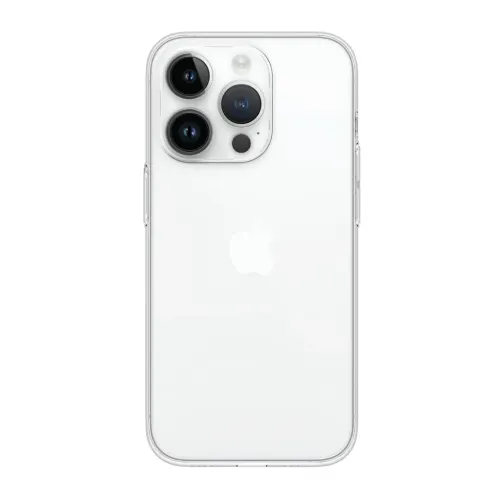 Just Mobile tENC Slim Fit Case till iPhone 14 Pro Max, transparent, tunt skyddsfodral med utskärningar för kamera och knappar
