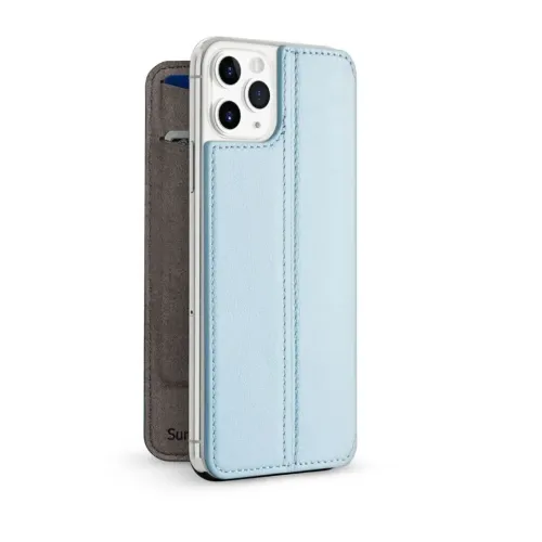 Twelve South ljusblått plånboksfodral för iPhone 11 Pro Max med folioomslag i läder, kortfack och kamerautskärning
