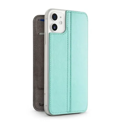 Twelve South SurfacePad mintgrönt plånboksfodral i läder för iPhone 11 med kortfack och utfällbart stativ
