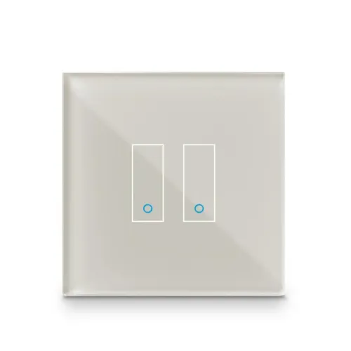 Iotty Smart Switch 2-gangs glasfrontplade med to berøringsfelter til en moderne kontakt til det intelligente hjem