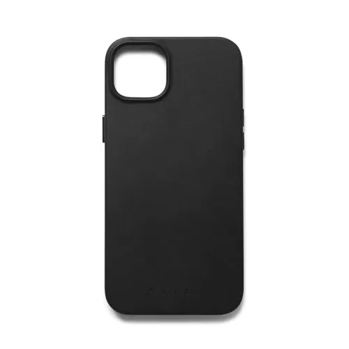 Mujjo Full Leather Case med MagSafe för iPhone 14/15 Plus, svart telefonfodral i läder med kamerautskärning