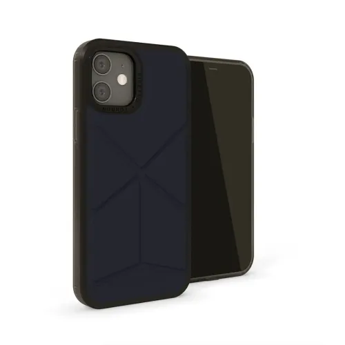 Pipetto Origami Snap Case för iPhone 12 Mini i mörkblått och svart med geometrisk design med vikta former
