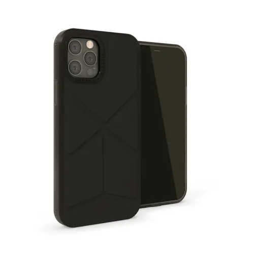 Pipetto svart skyddsskal för iPhone 12 och iPhone 12 Pro med geometrisk baksida och upphöjd kamerautskärning