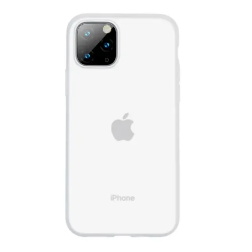 Vitt silikonfodral från Baseus för iPhone 11 Pro med rundade kanter och upphöjd kamerautskärning