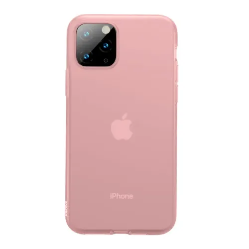 Baseus rosa, genomskinligt silikonskal för iPhone 11 Pro Max med utskärningar för kamera och knappar