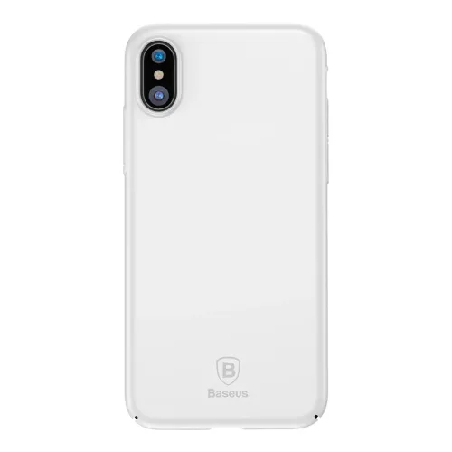 Baseus iPhone X/XS-skal i vitt, tunt matt hårt skal med kamerautskärning och rundade kanter