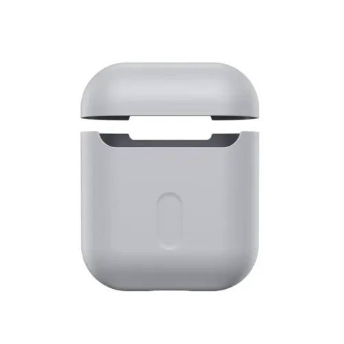 Baseus ljusgrått AirPods-fodral i silikon med 360°-skydd och en slät, matt yta