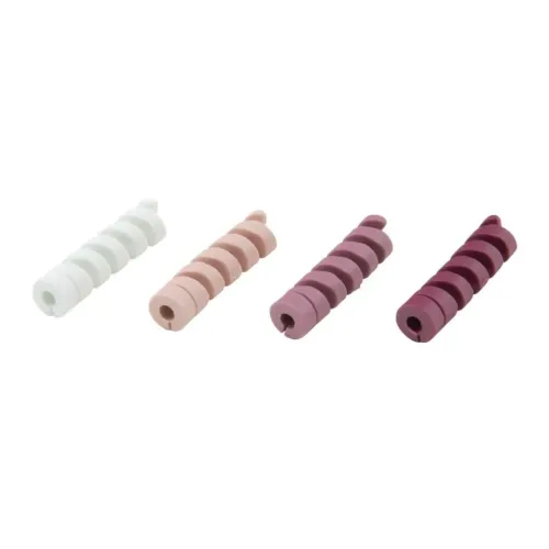 Bluelounge CableCoil Mini spiralformade kabelskydd i ombré blush, visade i blandade färger mot vit bakgrund.