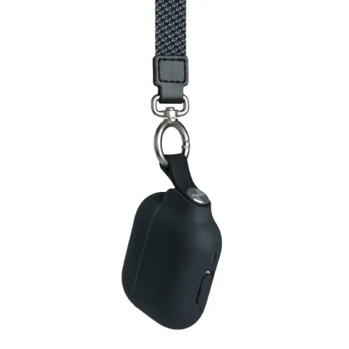 Moshi Pebbo skyddsfodral för AirPods Pro 2 med handledsrem i Shadow Black