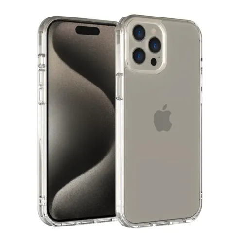 JustMobile TENC Air transparent skyddsskal för iPhone 15 Pro Max med upphöjda kanter och kamerautskärningar