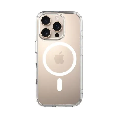 Just Mobile TENC Air transparent skyddsskal för iPhone 16 Pro med upphöjt kameraskydd och MagSafe-ring