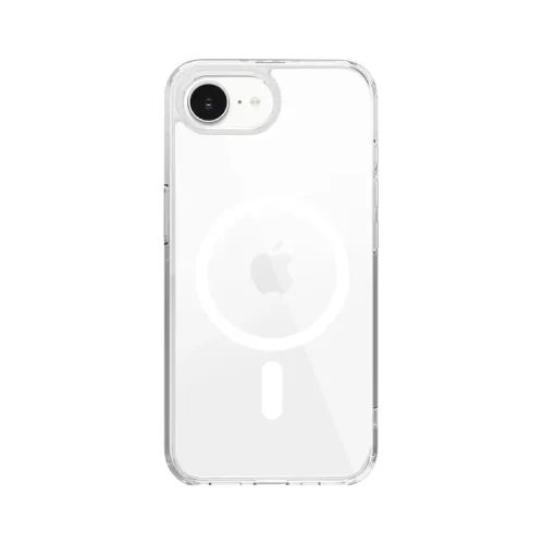 Just Mobile TENC Air transparent skyddsskal för iPhone 16e med MagSafe-liknande ring och kameraurtag