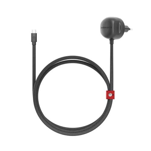 Twelve South PowerCord flätad USB-C-laddningskabel med integrerad EU-kontakt och 30 W-laddare i svart