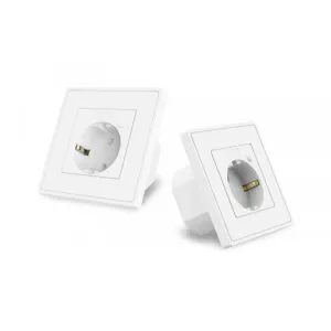 Prise murale intelligente WiFi WOOX EU, unités blanches à double prise avec ouvertures de prise encastrées sur fond uni