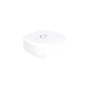 Dispositif de sécurité Zigbee WOOX blanc au design carré aux coins arrondis avec voyant supérieur pour le contrôle de l’alarme de maison connectée