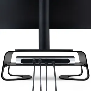 Elevador negro para soporte de monitor Twelve South Curve Elevation con estante de almacenamiento y espacio abierto para cables