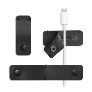 Twelve South CableSnap Stay correas organizadoras de cables de cuero con cierres a presión y cable de carga blanco