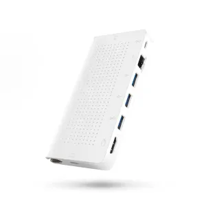 Hub USB-C Twelve South StayGo en blanco, con una ampliación compacta de ocho puertos y conexiones laterales