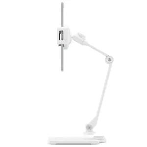Twelve South HoverBar Duo Snap soporte ajustable blanco para tableta con brazo articulado y pinza que sujeta un iPad en vertical