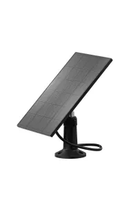 Panel solar WOOX para kit de cámara exterior inteligente, negro, sobre soporte inclinado con cable integrado