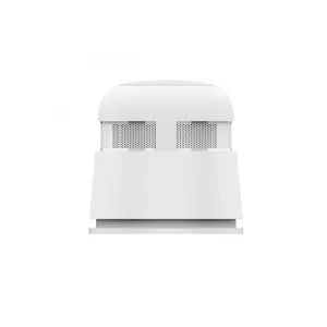 WOOX detector de humo inteligente Zigbee blanco con rejilla perforada, diseño redondo compacto y sensor de alarma