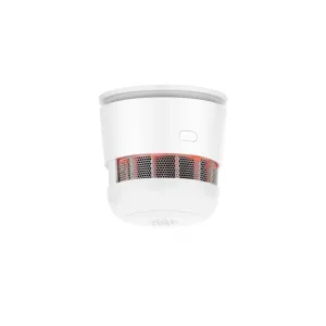 WOOX Zigbee detector inteligente de humo y alarma en blanco, alarma de incendios redonda de techo con rejillas perforadas.