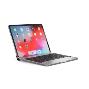 Funda de teclado de aluminio Brydge Pro para iPad Pro con distribución nórdica y tableta acoplada en modo portátil