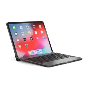 Funda de teclado de aluminio Brydge Pro con iPad Pro en modo portátil, distribución nórdica, acabado gris oscuro