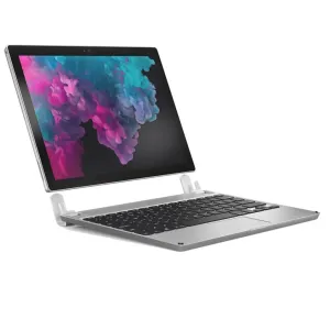 Base de teclado de aluminio Brydge para Surface Pro con panel táctil y soporte inclinado para tableta, acabado plata
