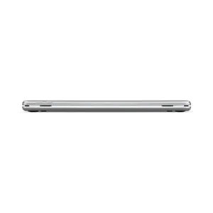 Funda con teclado de aluminio plateado Brydge para iPad 10.2, mostrada de perfil lateral con diseño delgado y cerrado