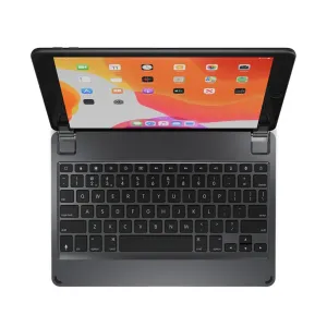 Funda de teclado de aluminio Brydge para iPad de 10,2 pulgadas, soporte abatible gris con teclado compacto retroiluminado