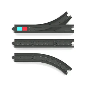 Piezas de vía para tren de juguete Intelino Short Track Pack en color negro, incluidas conexiones rectas y curvas