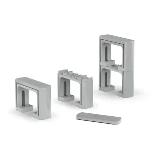 Intelino Support Tower Pack piezas modulares grises para vías elevadas y puentes sobre un fondo blanco