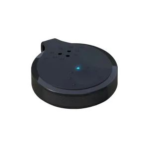 Alarma personal Orbit Protect con compartición de ubicación por GPS, dispositivo portátil redondo negro con luz indicadora azul