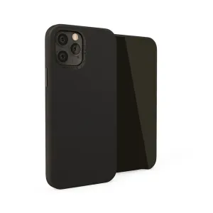 Pipetto iPhone 12 Mini Hülle aus schwarzem Leder mit erhöhtem Kameraausschnitt und schlankem Seitenprofil